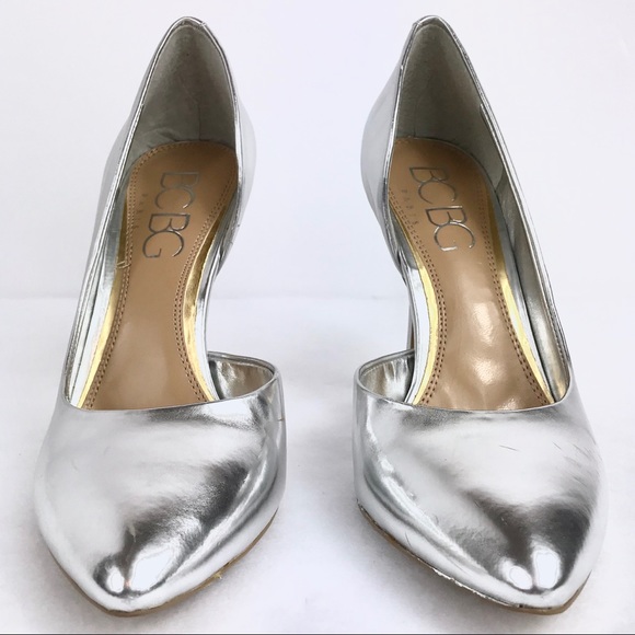 BCBG Silver Jaze Metallic Pump Heel Shoe Size 6.5 - Picture 2 of 8